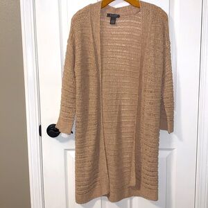 WYATT tan 3/4 sleeve open cardigan/jacket. Only worn once! Size Small